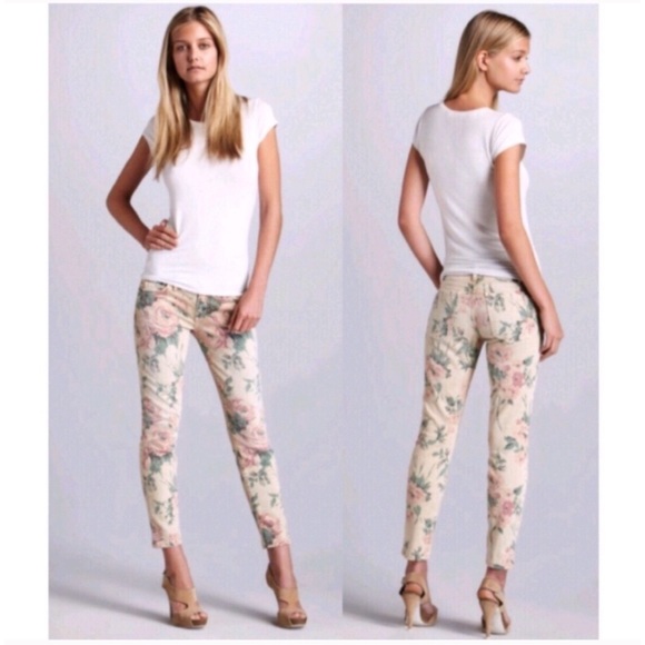 Current/Elliott Denim - Current/Elliot The Floral Stiletto Skinny Jeans